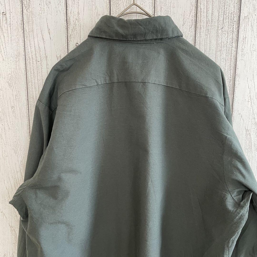 【美品】UniWeave 長袖ワークシャツ Mサイズ ダークグリーン