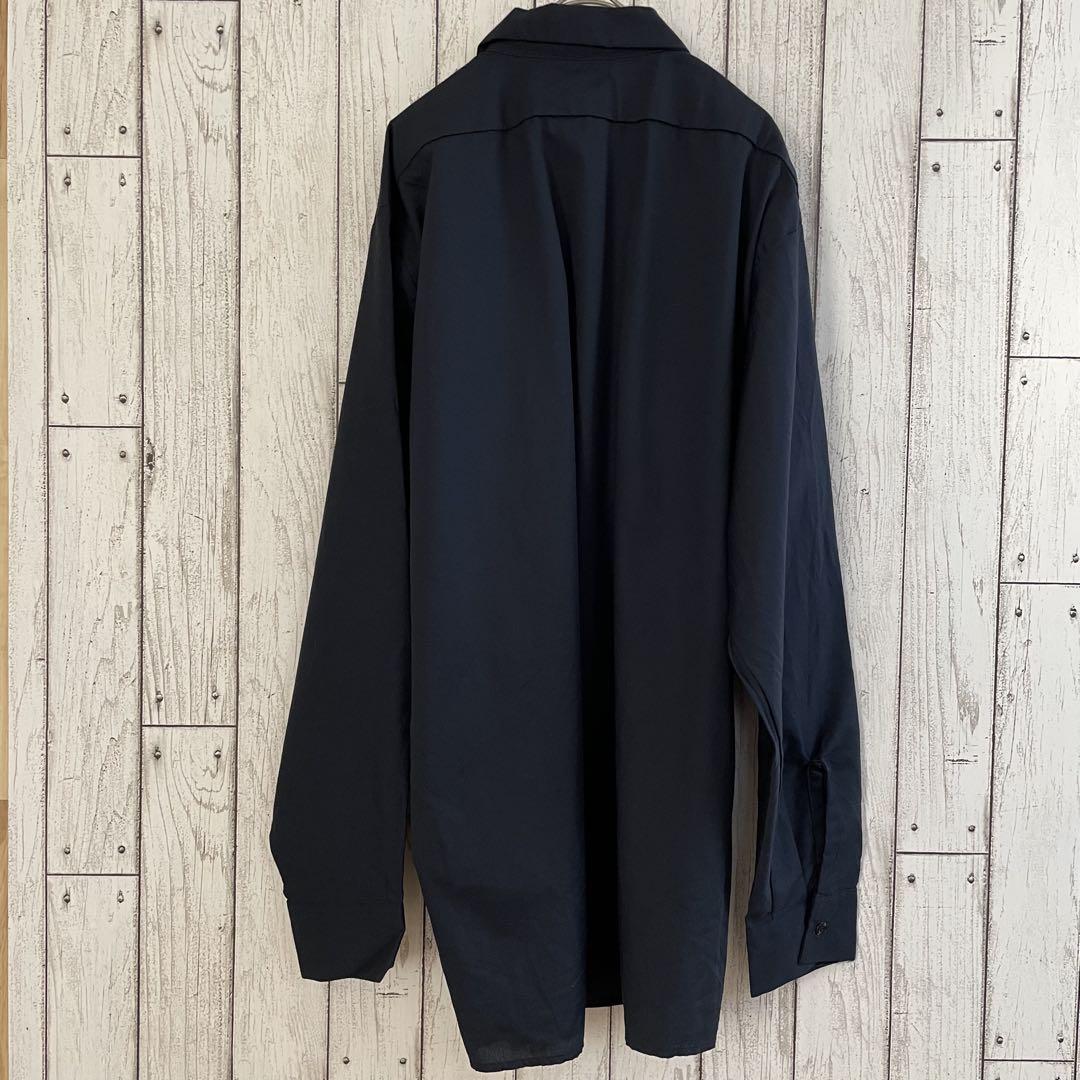 【美品】CINTAS シンタス 長袖ワークシャツ Lサイズ ネイビー