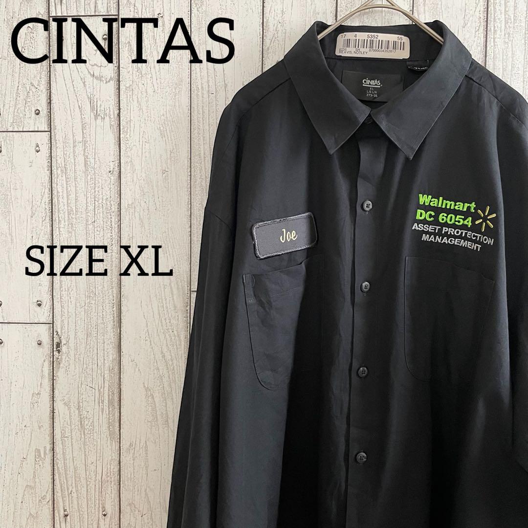 【美品】古着 CINTAS 長袖ワークシャツ XLサイズ ブラック