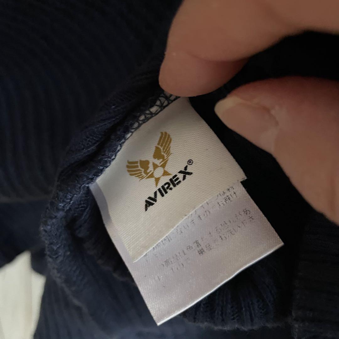 【美品】AVIREX 長袖ニット Lサイズ ネイビー
