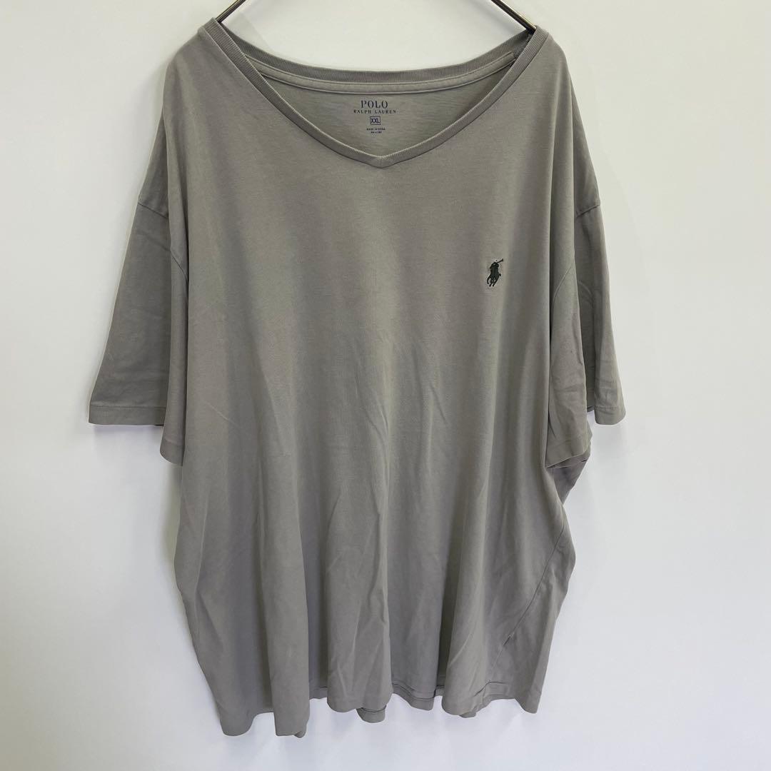 古着 POLO RALPH LAUREN 半袖VネックTシャツ グレー XXL（画像 1/14）