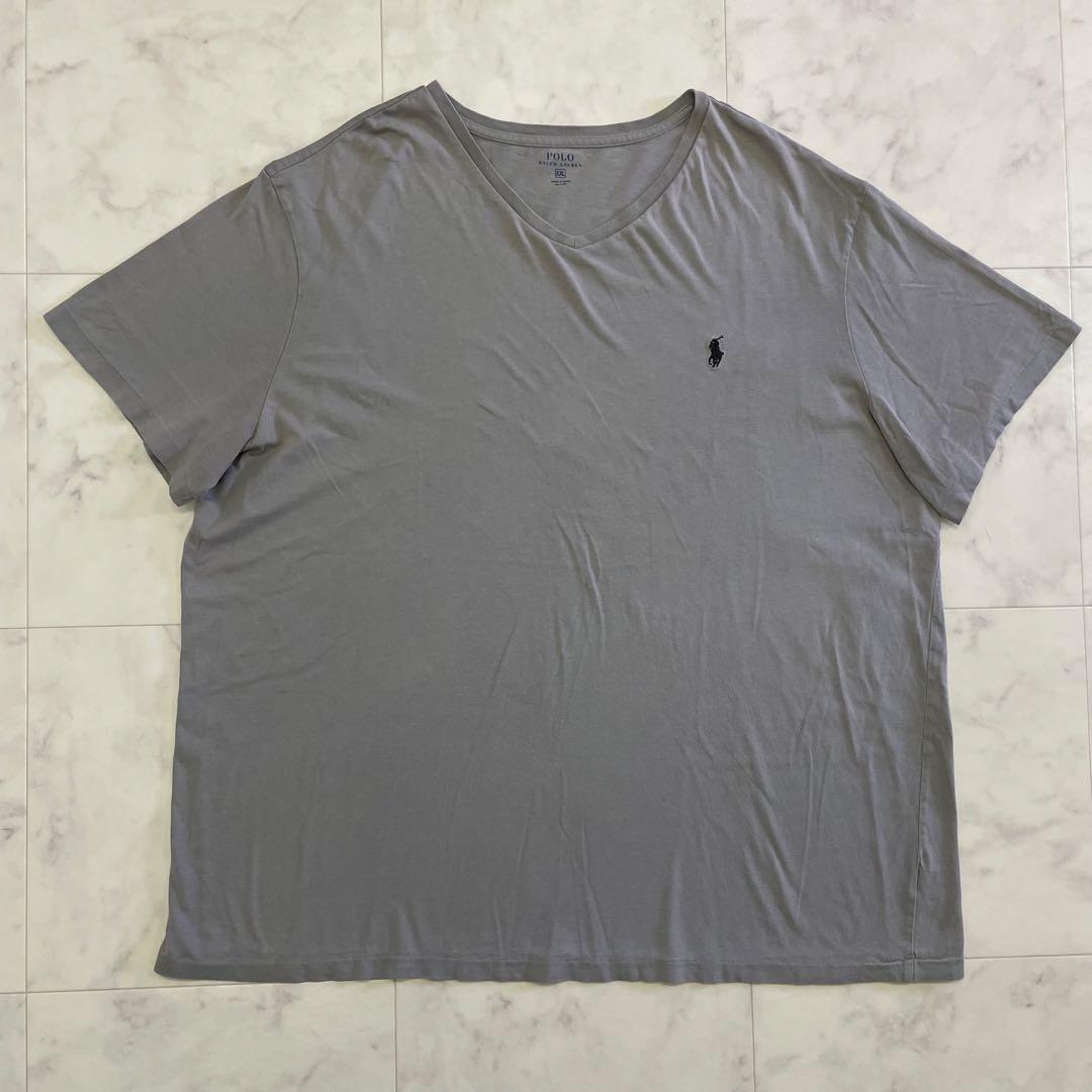 古着 POLO RALPH LAUREN 半袖VネックTシャツ グレー XXL（画像 2/14）