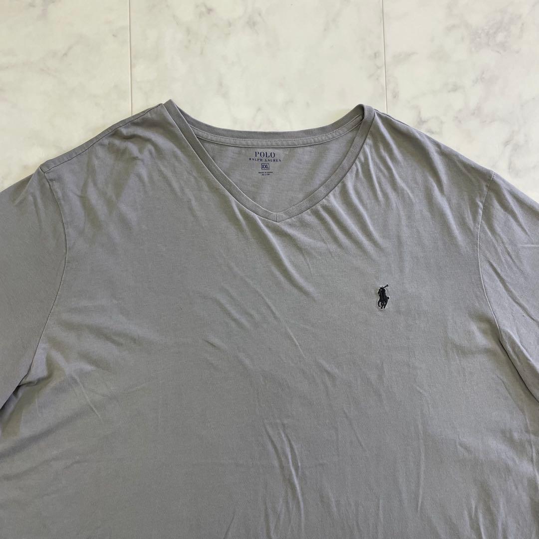 古着 POLO RALPH LAUREN 半袖VネックTシャツ グレー XXL（画像 3/14）
