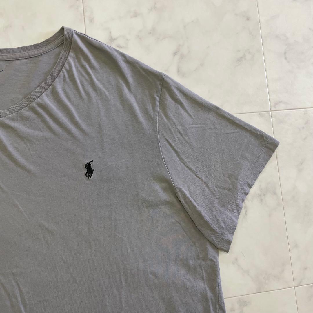 古着 POLO RALPH LAUREN 半袖VネックTシャツ グレー XXL（画像 6/14）