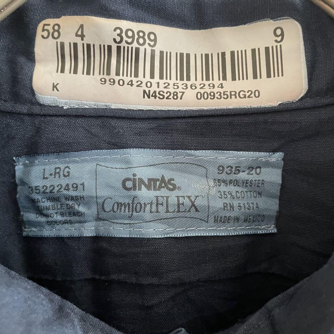 【美品】古着 CINTAS 長袖ワークシャツ Lサイズ ネイビー