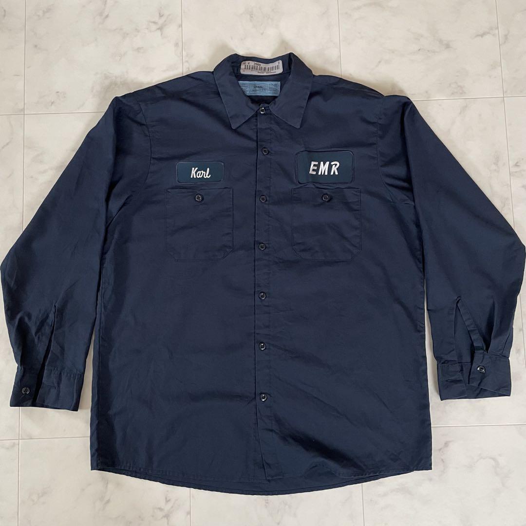 【美品】古着 CINTAS 長袖ワークシャツ Lサイズ ネイビー