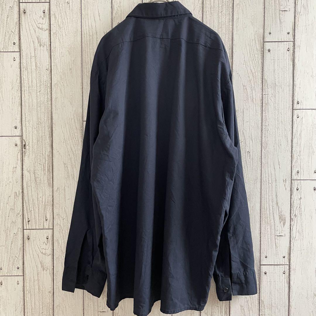 【美品】古着 CINTAS 長袖ワークシャツ Lサイズ ネイビー