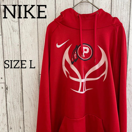 【美品】NIKE 長袖パーカー Lサイズ レッド DRI-FIT