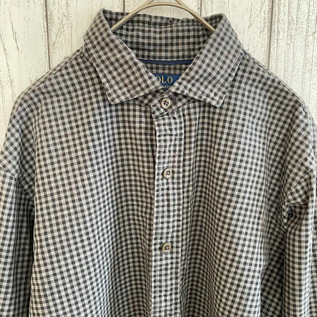 ラルフローレン LUXURYTWILL メンズ 長袖シャツ ブラック チェック柄