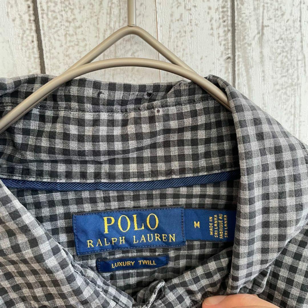 ラルフローレン LUXURYTWILL メンズ 長袖シャツ ブラック チェック柄