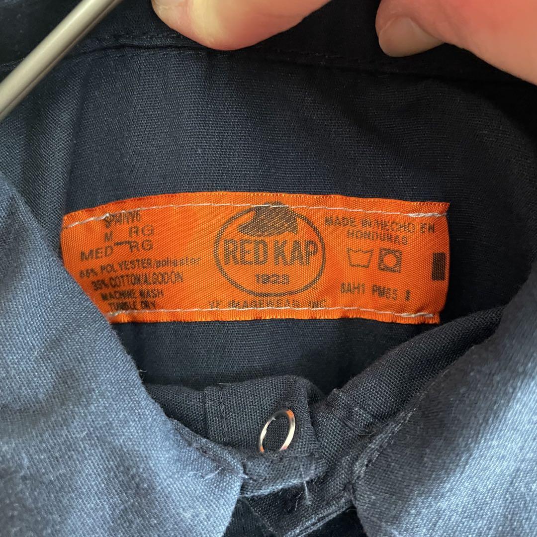 【美品】古着 RED KAP 長袖ワークシャツ Mサイズ ネイビー