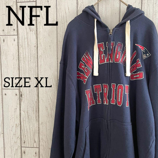 【美品】90s USA古着NFL 長袖ジップアップパーカー XLサイズ ネイビー