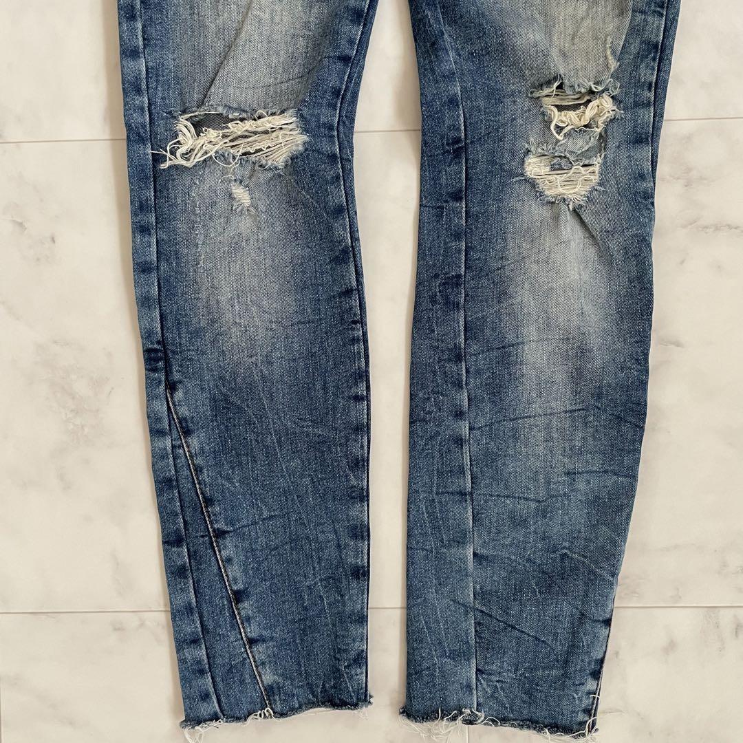 【美品】ZARA ダメージデニムパンツ メンズ 36サイズ ブルー