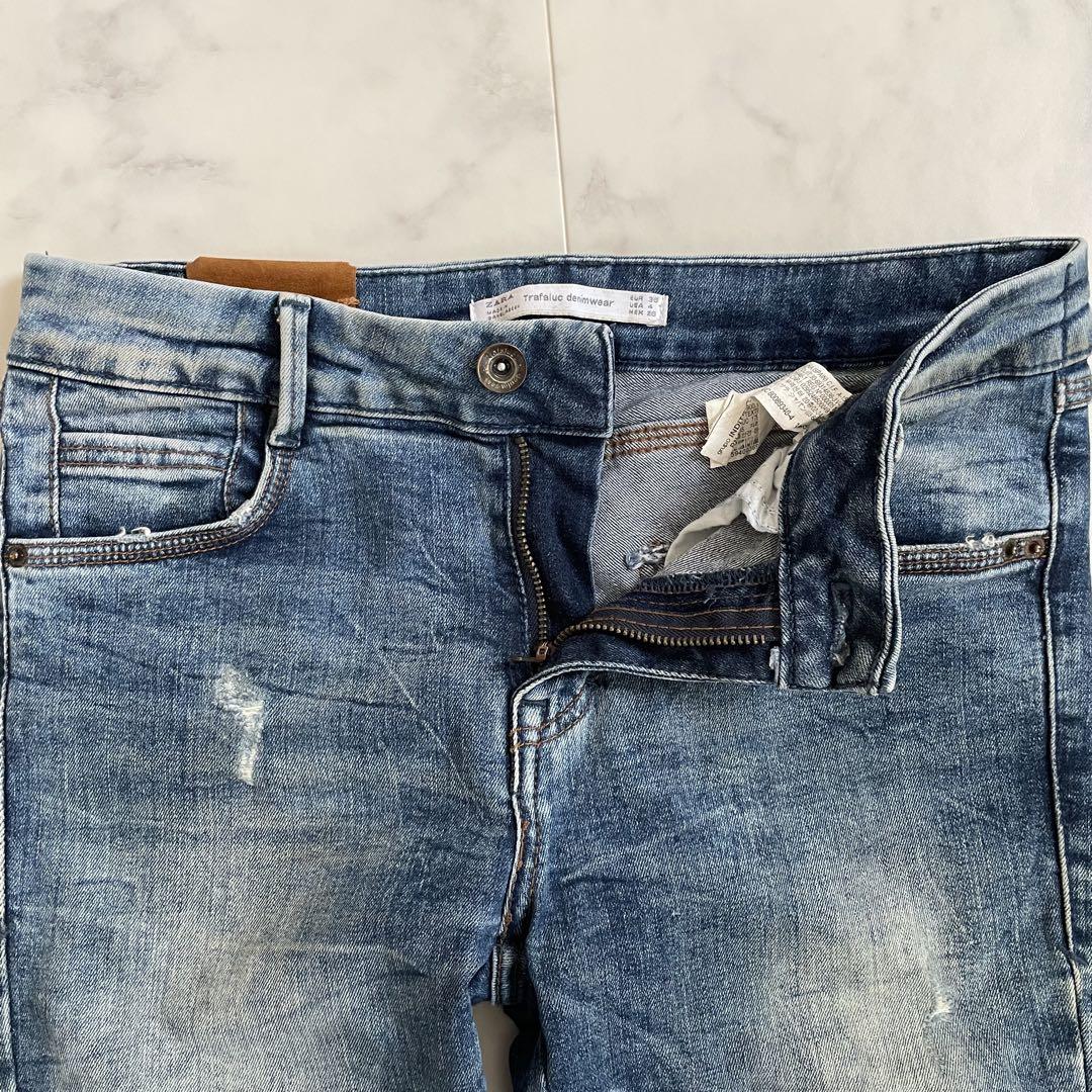 【美品】ZARA ダメージデニムパンツ メンズ 36サイズ ブルー