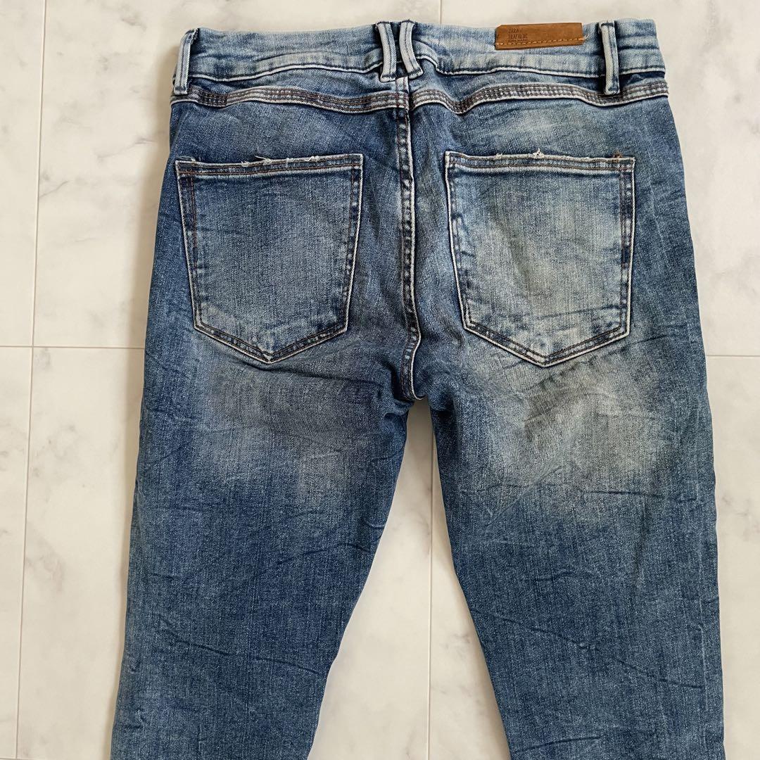 【美品】ZARA ダメージデニムパンツ メンズ 36サイズ ブルー
