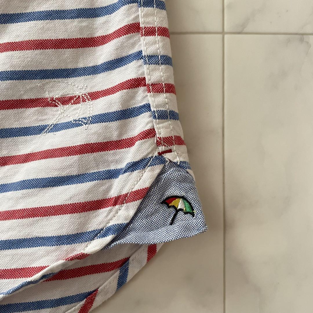 【美品】Arnold Palmer 七分袖シャツ 4サイズ ボーダー 赤青白