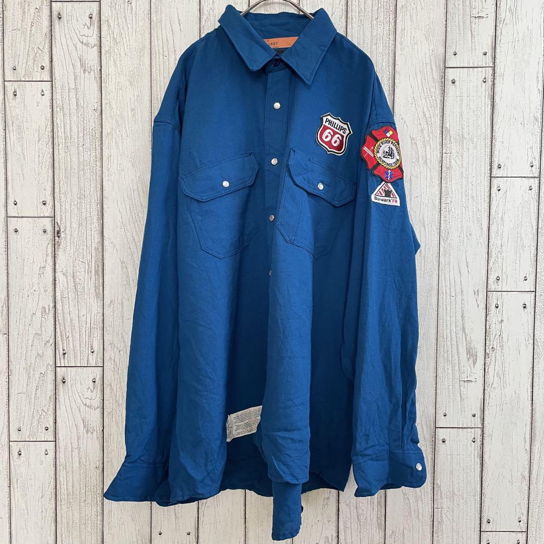 【美品】Bulwark 長袖ワークシャツ XLサイズ ブルー