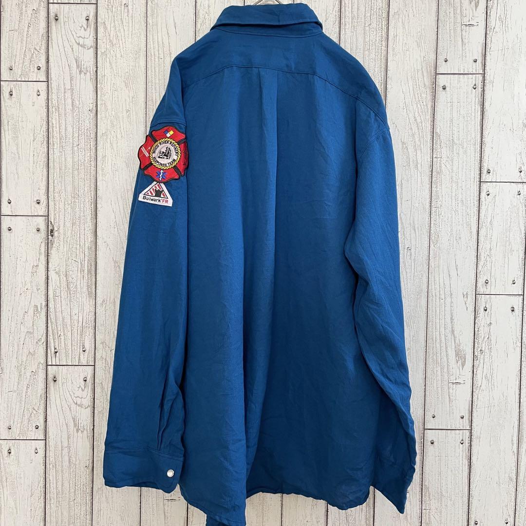 【美品】Bulwark 長袖ワークシャツ XLサイズ ブルー