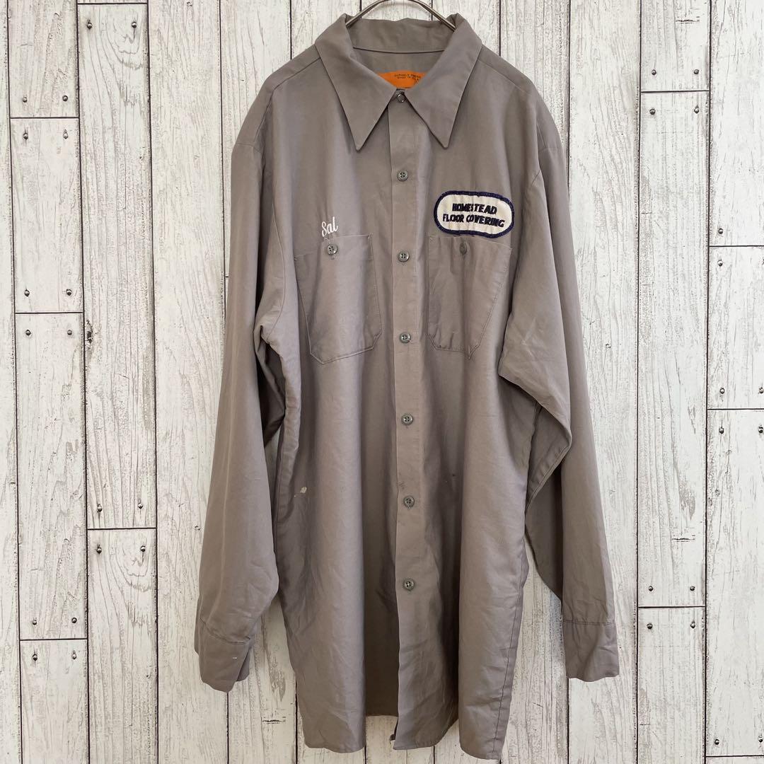 DURABLE PRESS 長袖ワークシャツ Lサイズ ブラウン USA製