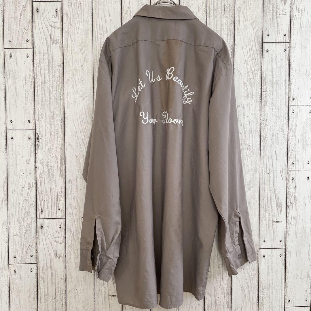 DURABLE PRESS 長袖ワークシャツ Lサイズ ブラウン USA製