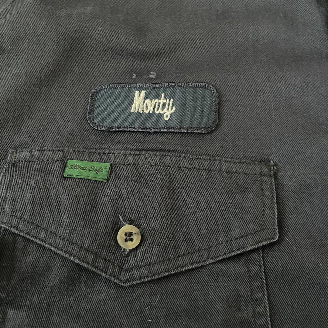 古着 Workrite 長袖ワークシャツ Lサイズ ネイビー ボタンダウン