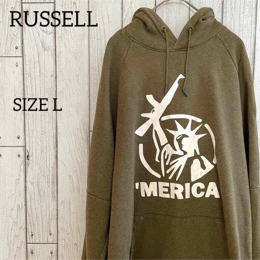 RUSSELL ラッセル メンズ 長袖パーカー Lサイズ グリーン