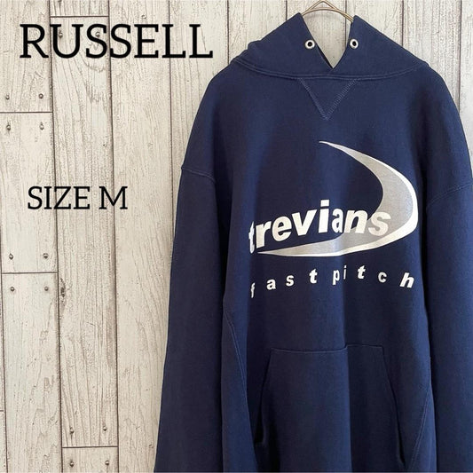 【美品】RUSSELL ラッセル メンズ 長袖パーカー Mサイズ ネイビー