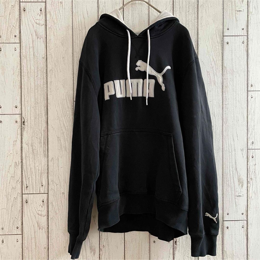 【美品】PUMA プーマ メンズ 長袖パーカー Sサイズ ブラック