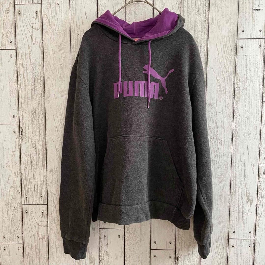 PUMA プーマ メンズ 長袖パーカー Sサイズ グレー ショート丈