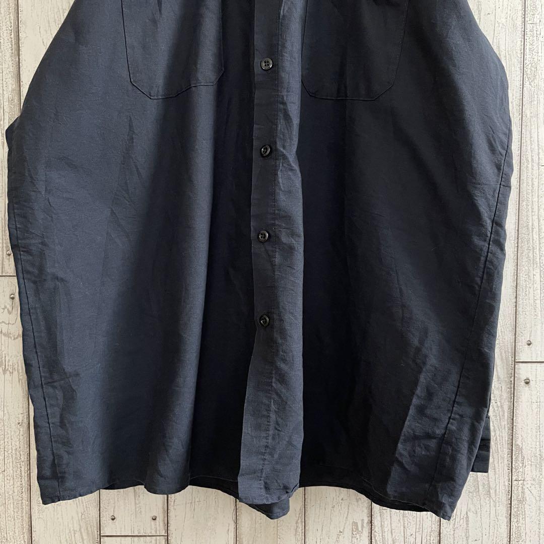 【美品】RED KAP メンズ 長袖ワークシャツ XLサイズ ネイビー