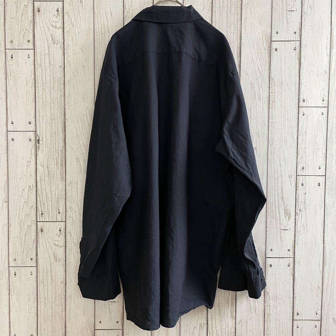【美品】RED KAP メンズ 長袖ワークシャツ XLサイズ ネイビー