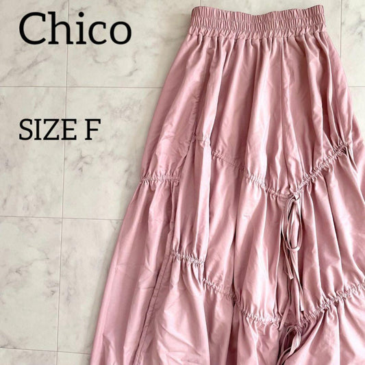 【新品未使用】Chico レディース アシンメトリードロストリボンボリュームスカート