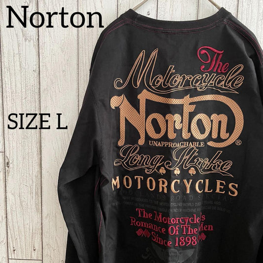 【美品】Norton ロングTシャツ Lサイズ ブラック バイク ライダー