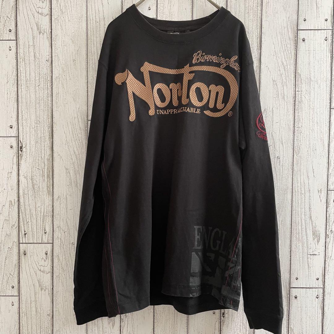 【美品】Norton ロングTシャツ Lサイズ ブラック バイク ライダー