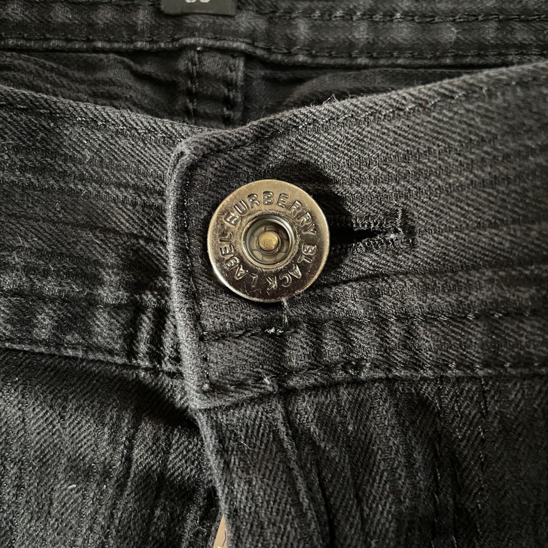 【美品】BURBERRYブラックレーベル ストレートパンツ ブラック ストレッチ