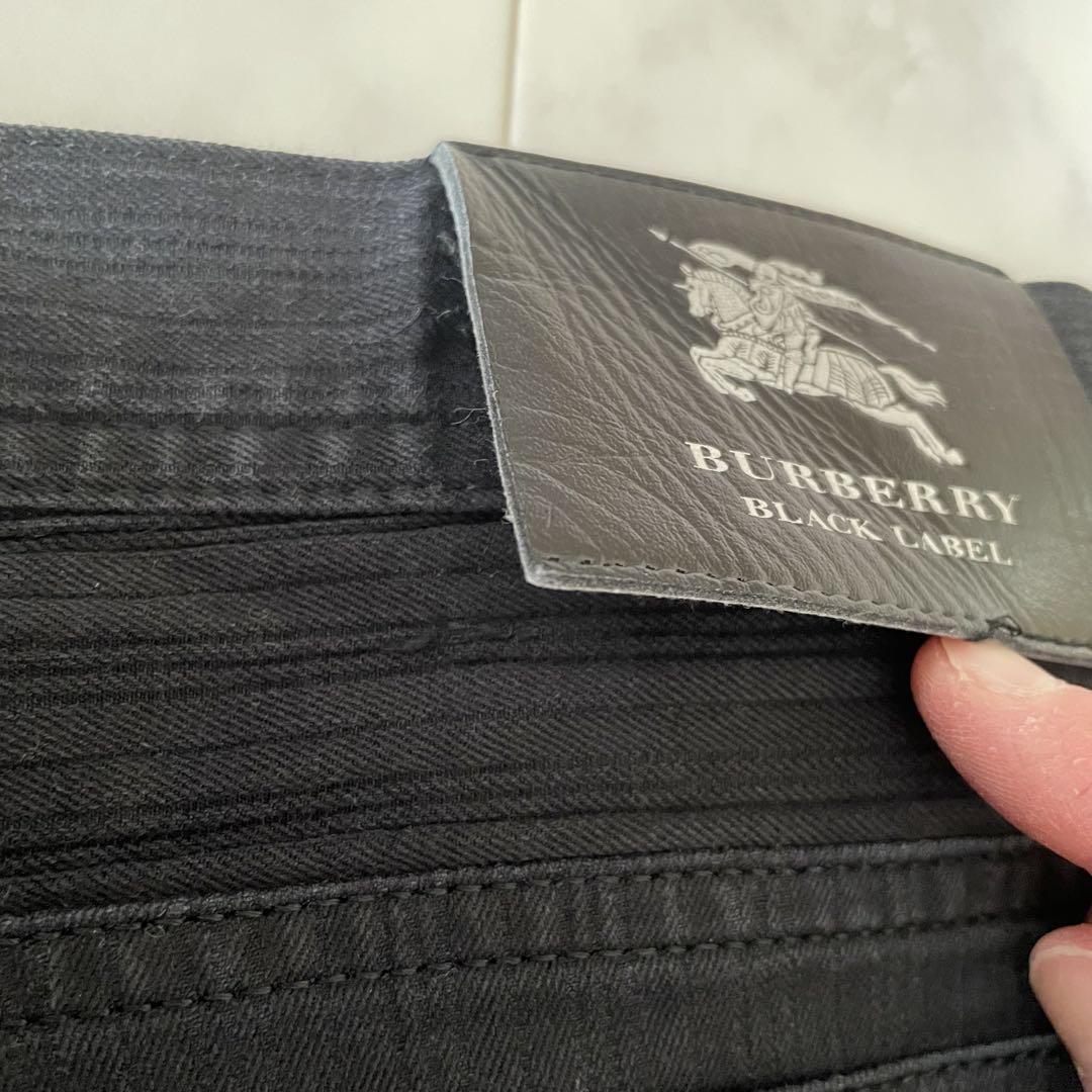 【美品】BURBERRYブラックレーベル ストレートパンツ ブラック ストレッチ