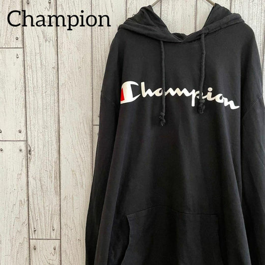 【美品】Champion チャンピオン メンズ 長袖パーカー ブラック