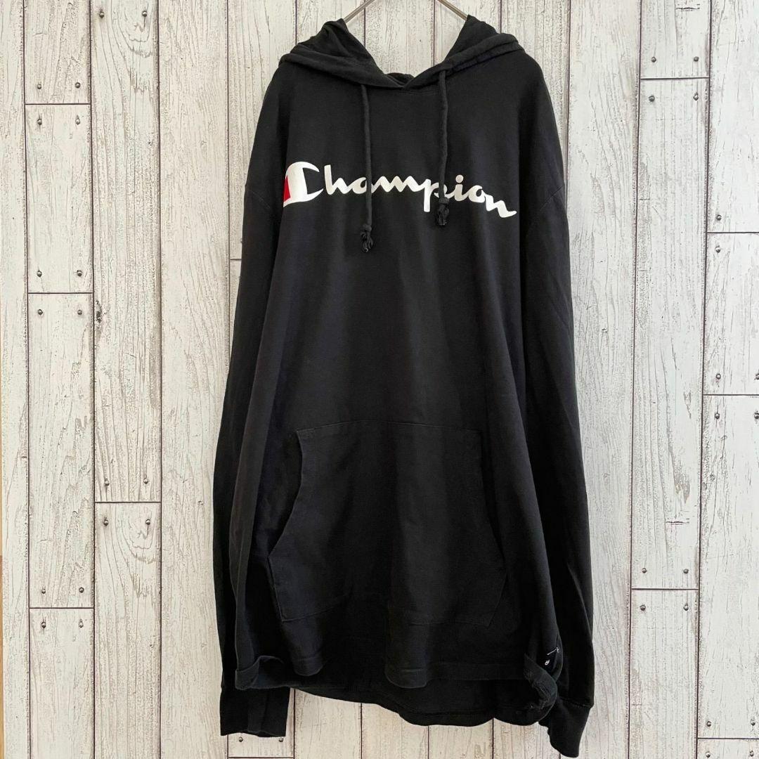 【美品】Champion チャンピオン メンズ 長袖パーカー ブラック