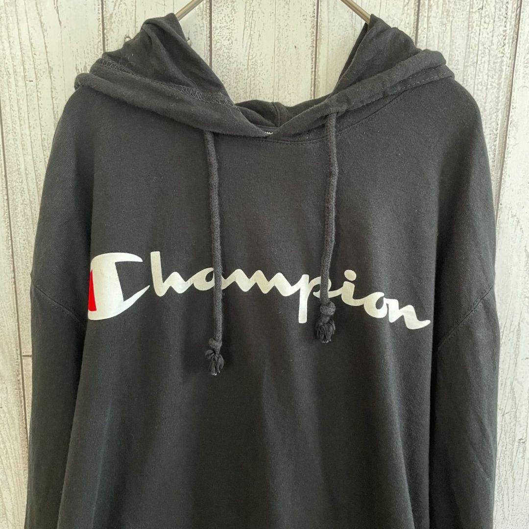 【美品】Champion チャンピオン メンズ 長袖パーカー ブラック