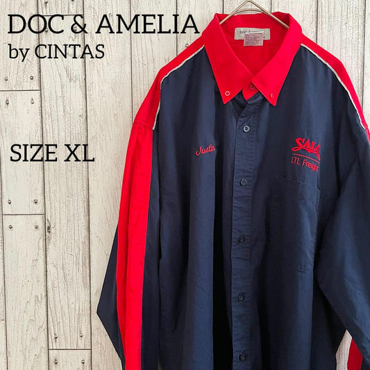 【美品】DOC&AMELIA CINTAS長袖ワークシャツ XLサイズ ネイビー