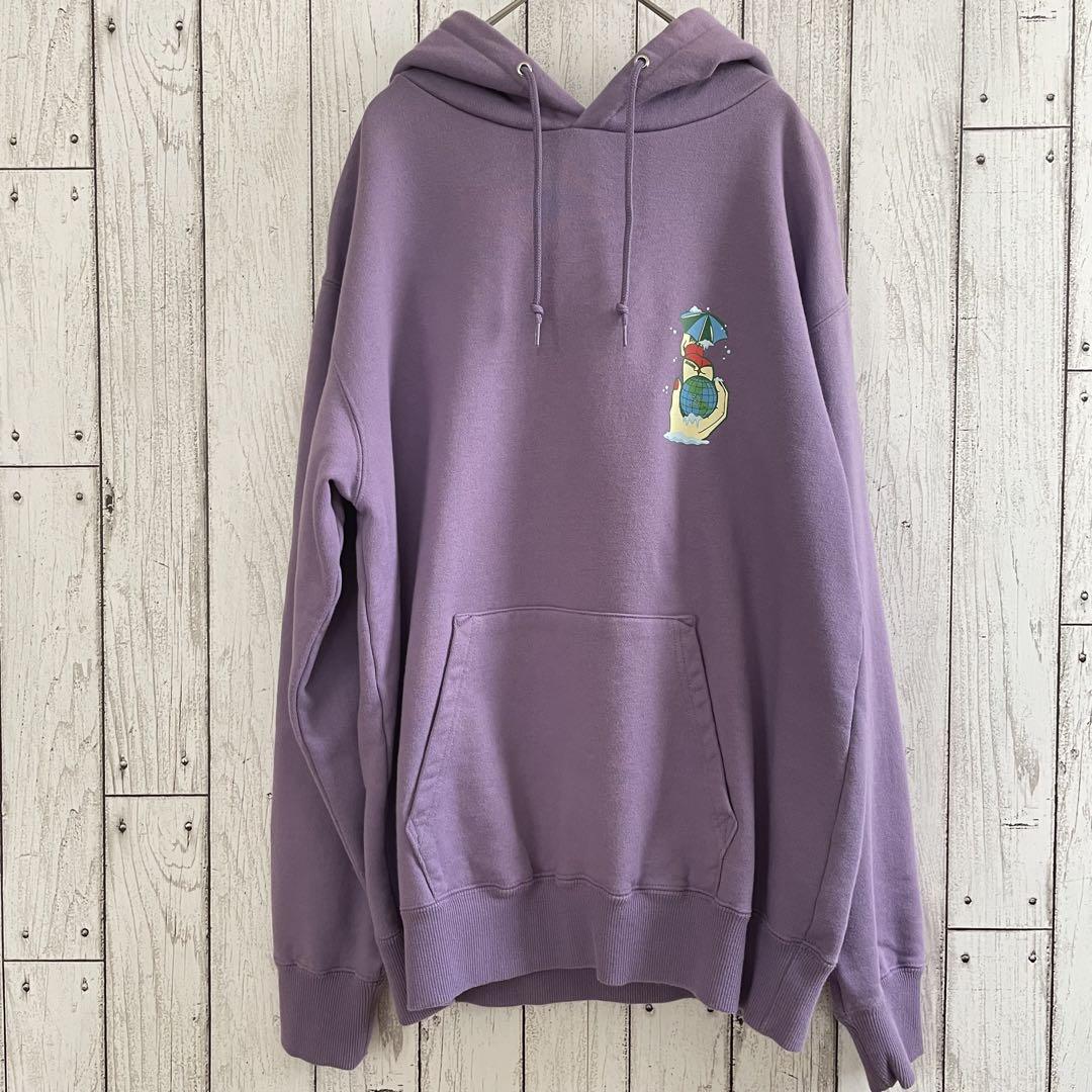 【美品】XLARGE フード付き長袖パーカー Sサイズ パープル