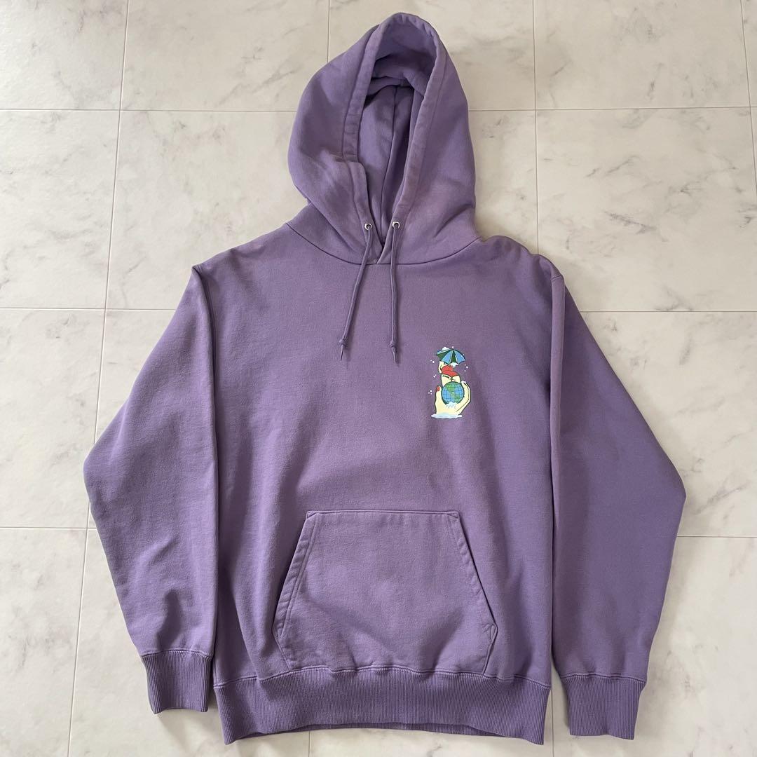 【美品】XLARGE フード付き長袖パーカー Sサイズ パープル