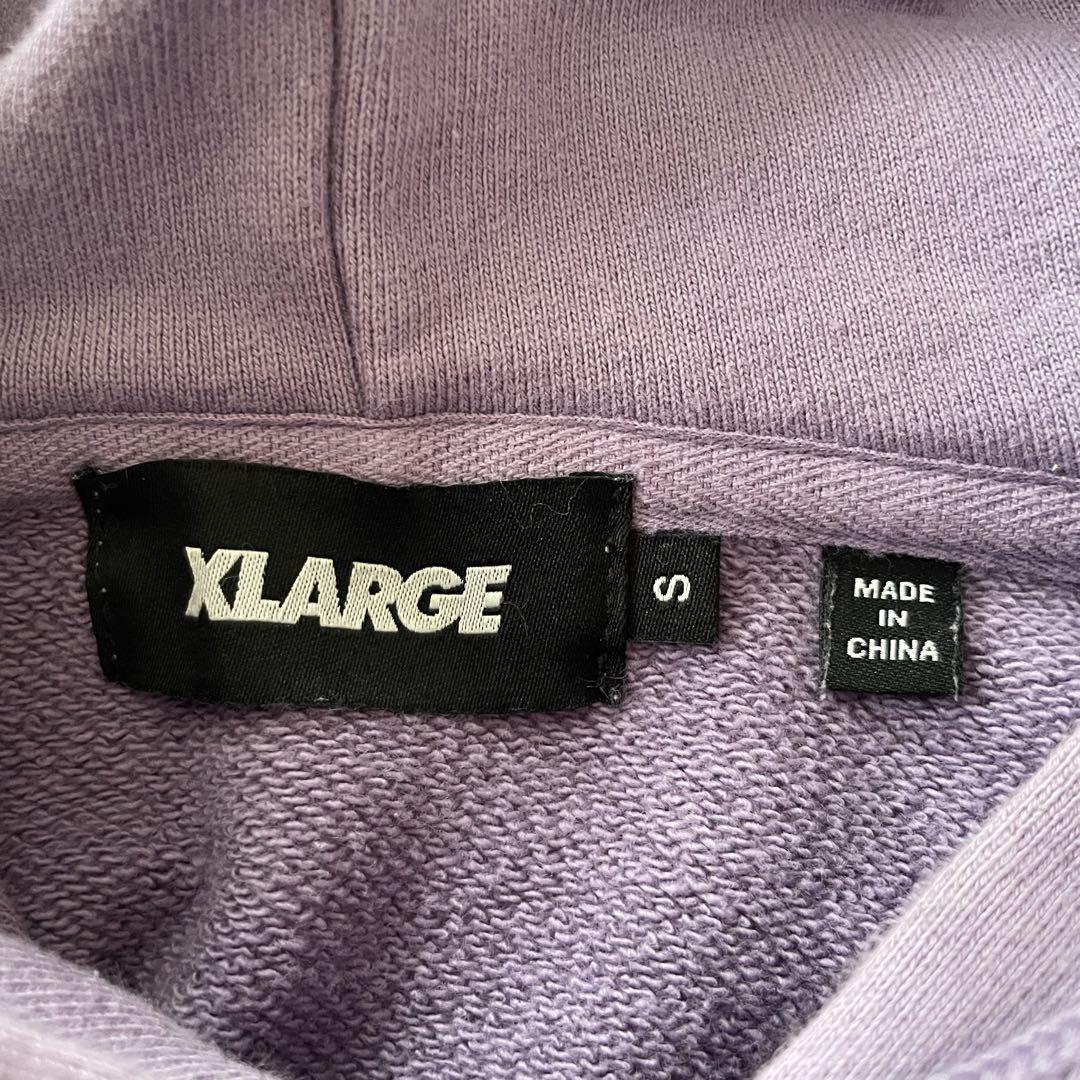 【美品】XLARGE フード付き長袖パーカー Sサイズ パープル