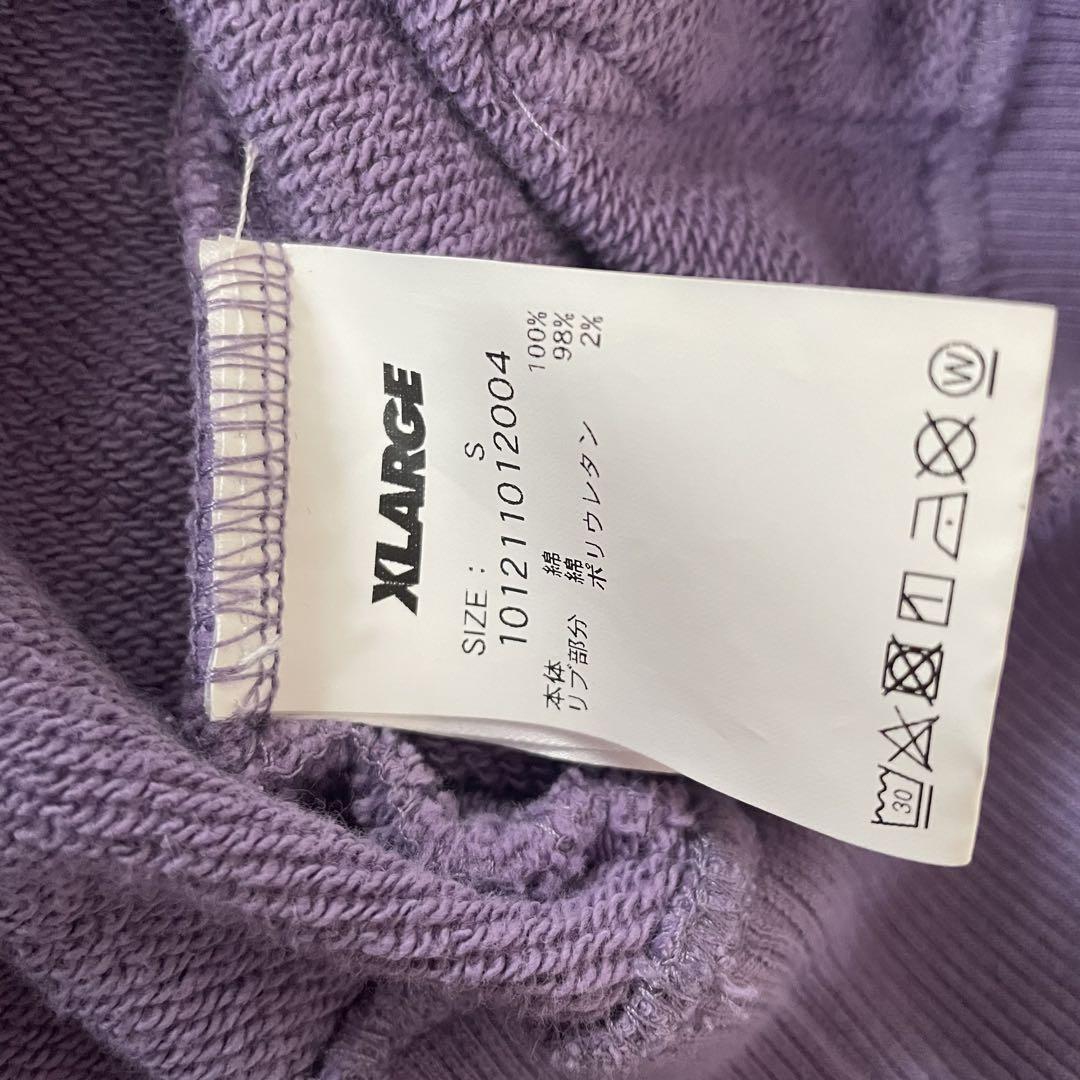 【美品】XLARGE フード付き長袖パーカー Sサイズ パープル