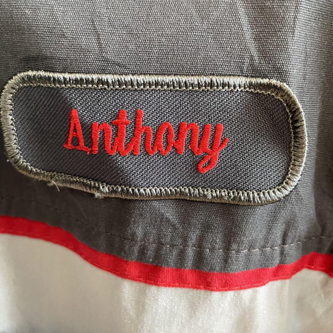【美品】REDKAP レッドキャップ 半袖 ワークシャツ 日産刺繍入り グレー系