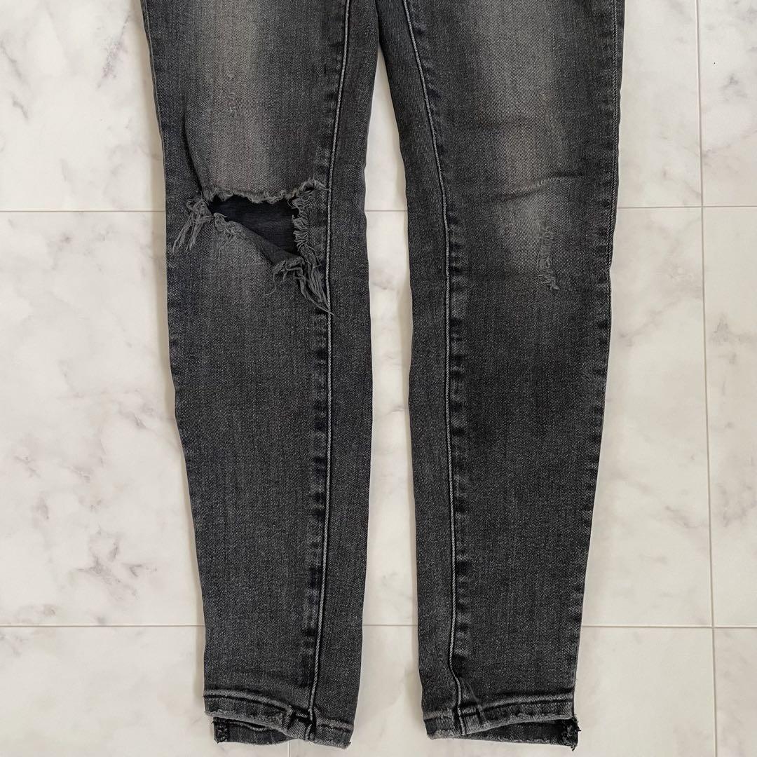 【美品】ZARA ザラ ダメージデニムパンツ メンズ 34サイズ ブラック