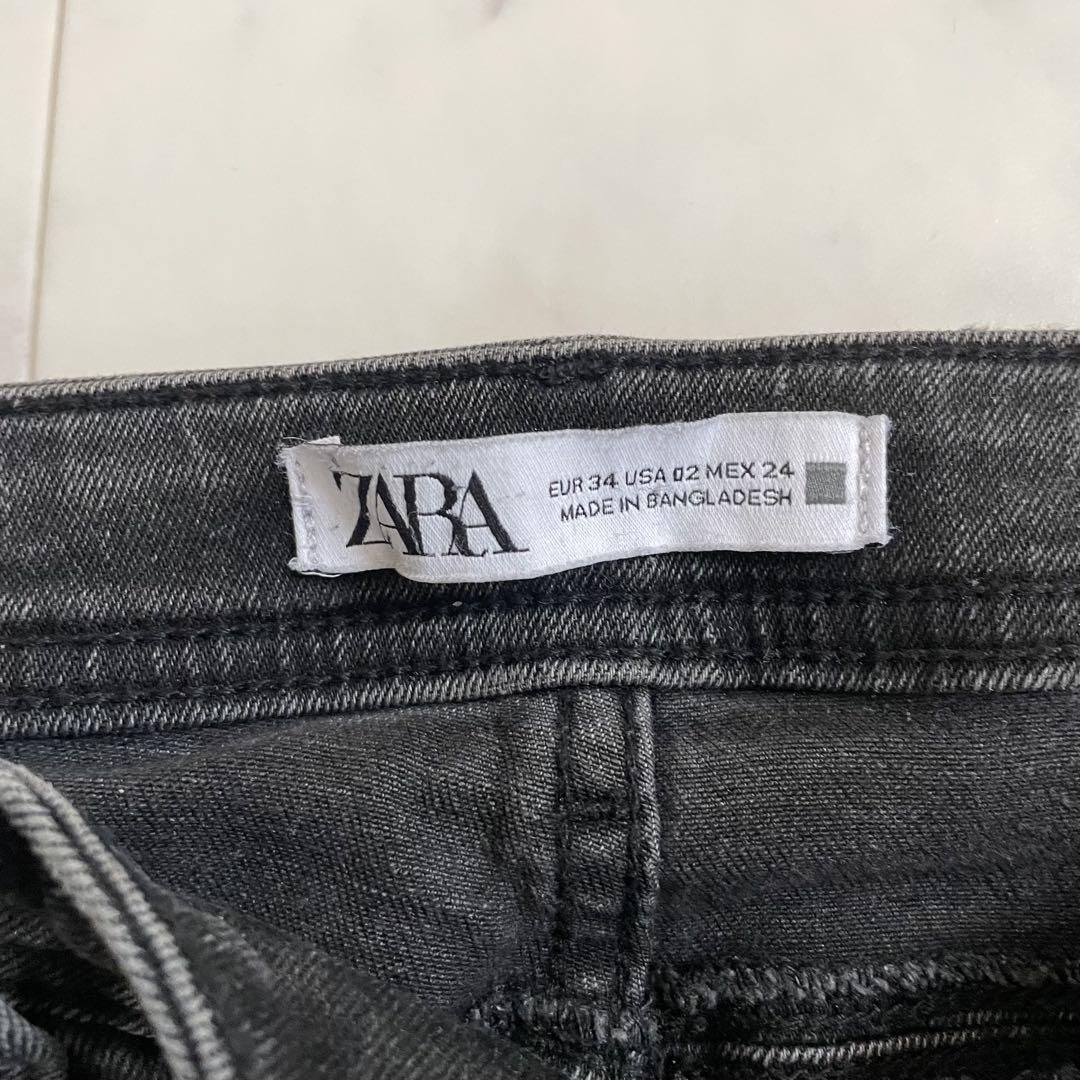【美品】ZARA ザラ ダメージデニムパンツ メンズ 34サイズ ブラック