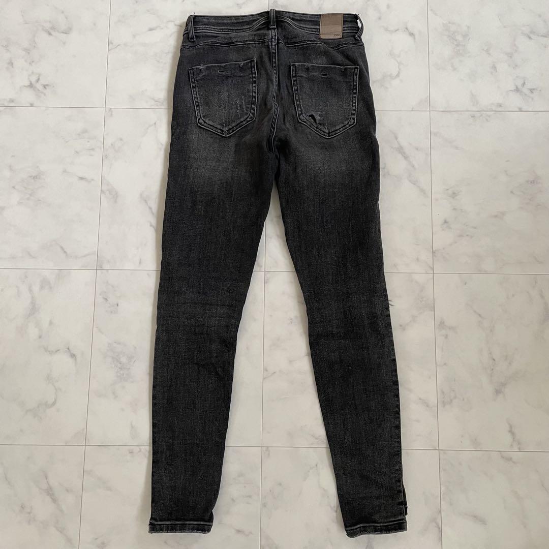 【美品】ZARA ザラ ダメージデニムパンツ メンズ 34サイズ ブラック