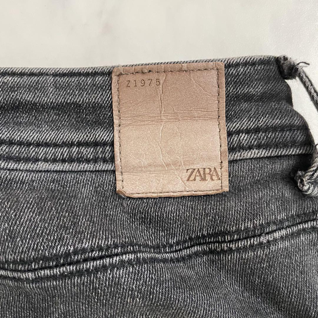 【美品】ZARA ザラ ダメージデニムパンツ メンズ 34サイズ ブラック