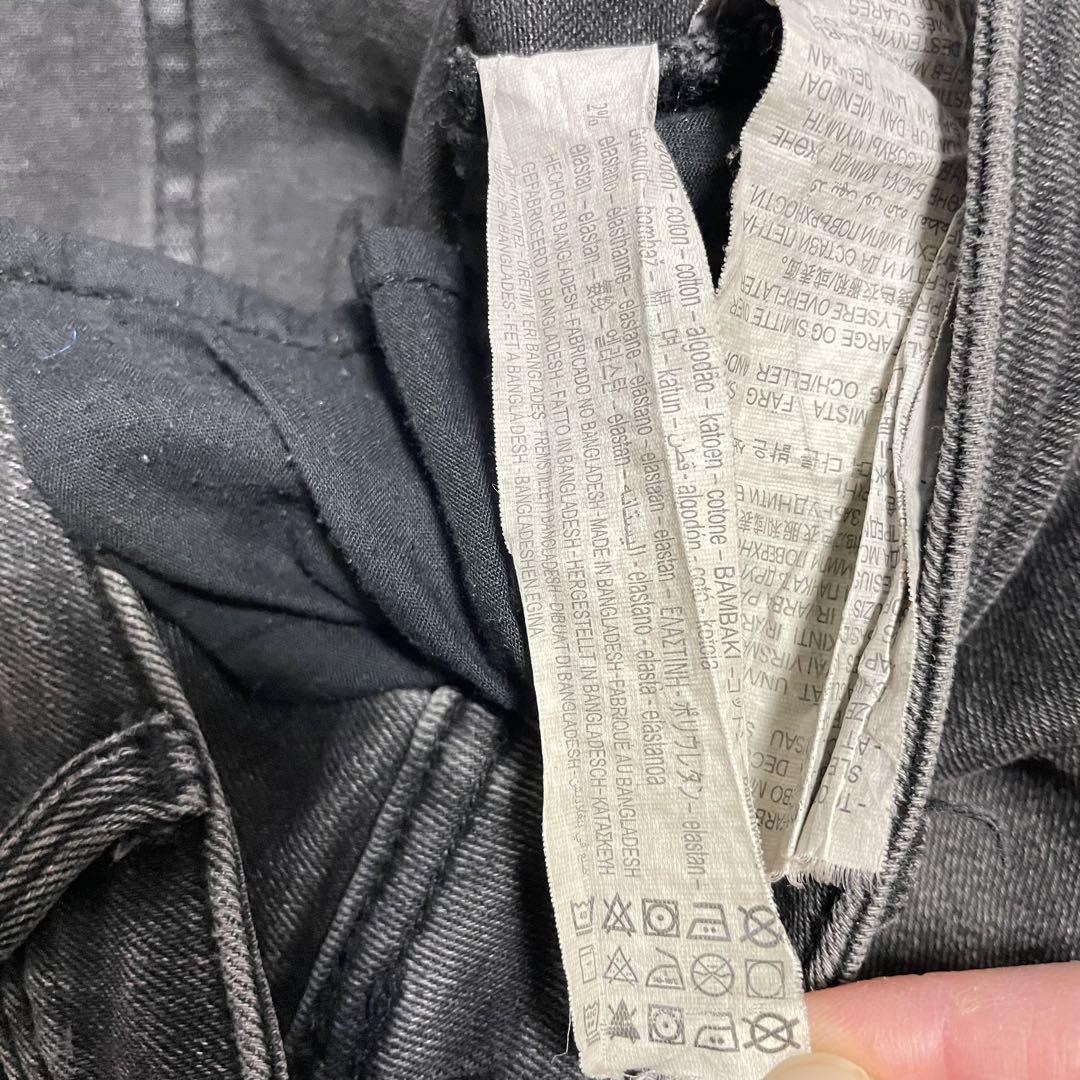 【美品】ZARA ザラ ダメージデニムパンツ メンズ 34サイズ ブラック